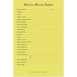 Marriage Register Blanks