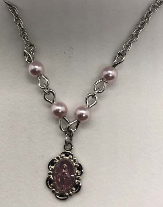 Miraculous 4mm Pink Imitation Swarovski Pearl Necklace