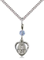 Miraculous Sterling Silver Heart Necklace on 18" Chain