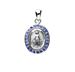 Miraculous Sterling Silver Sapphire Cubic Zirconia Medal on 18" Chain - 11565