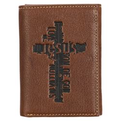 Names of Jesus Trifold Brown Leather Wallet