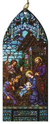 Nativity Stained Glass Wood Ornament