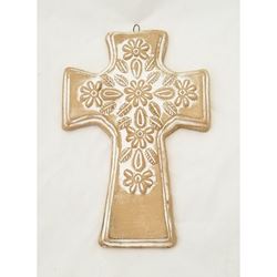 Natural Colored Handcrafted Clay 11.25" x 8" Wall Cross