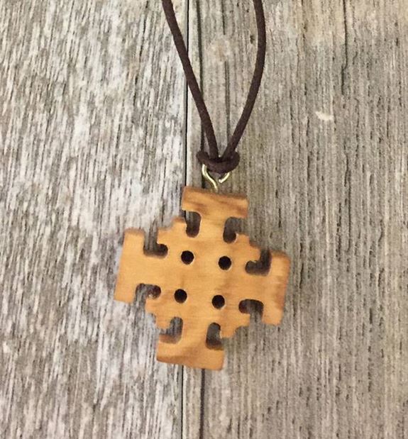 Olive Wood Jerusalem Cross With Cord