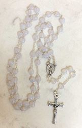 Opaque White Heart Glass Bead Rosary from Italy