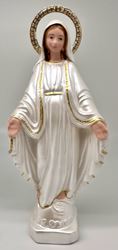 Our Lady of Grace 9.5" Pearlized Statue from Italy with Rhinestone Halo
