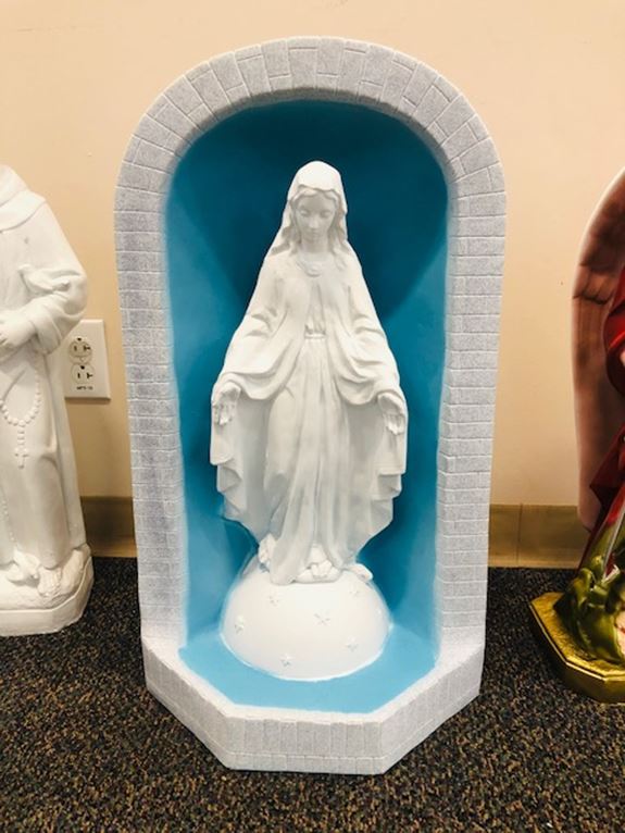 Our Lady of Grace White Statue in Colored 25" Grotto