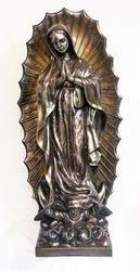 Our Lady of Guadalupe 43" Lightly Painted Bronze Fiberglass Statue