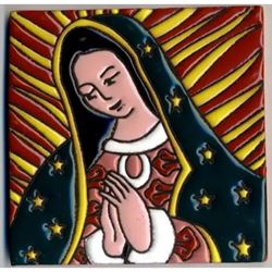 Our Lady of Guadalupe Ceramic Tile 4 1/8" From Mexico