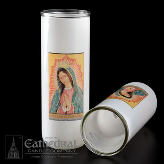 Our Lady of Guadalupe Glass Globe for 6 Day Insert Candle