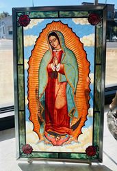 Our Lady of Guadalupe Glass Suncatcher 8" x 14"