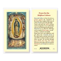 Our Lady of Guadalupe Prayer for the Helpless Unborn Laminated Prayer Card