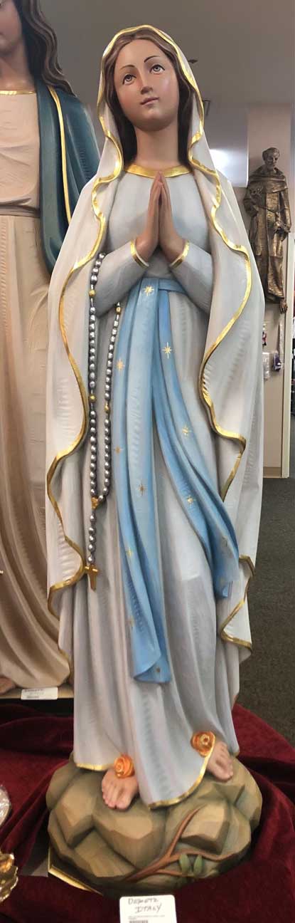 Our Lady of Lourdes 48" Full Color Fiberglass Statue from Italy