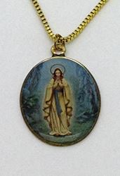 Our Lady of Lourdes Oval Necklace 18"Chain/12 PK