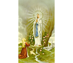Our Lady of Lourdes Paper Prayer Card, Pack of 100