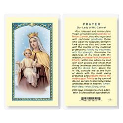 Our Lady of Mount Carmel Laminated Prayer Card