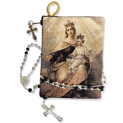 Our Lady of Mount Carmel Reversible Icon Rosary Pouch 5 3/8" x 4"