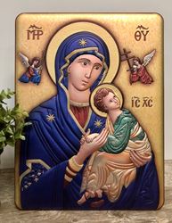 Our Lady of Perpetual Help 13" Orthodox Icon with Wood Back