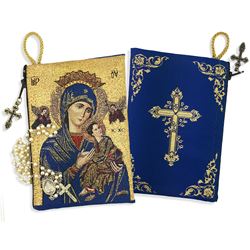 Our Lady of Perpetual Help / Cross Icon Tapestry Rosary Pouch 5 3/8" x 4"