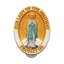 Our Lady of the Highway Wood Visor Clip