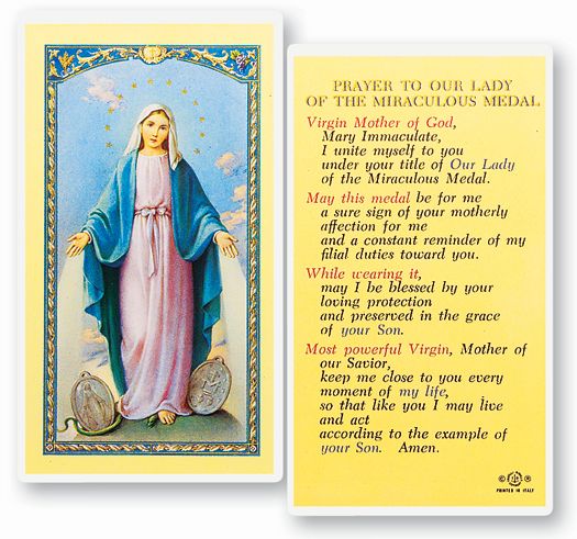 Our Lady of the Miraculous Medal Laminated Prayer Card