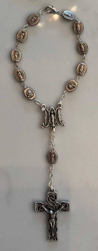 Oxidized Our Lady of Guadalupe Rosary Bracelet