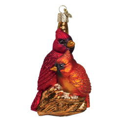Pair of Cardinals Glass Ornament