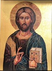 Pantocrator, Christ Savior and Life Giver 7.5" x 10" Textured Print on Wood Board