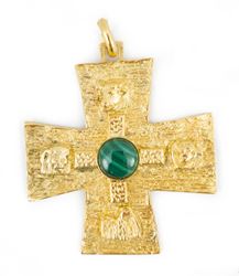 Pectoral Cross Gold Plate With Jade Stone