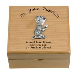 Personalized Baby Boy Baptism Maple Wood Keepsake Box