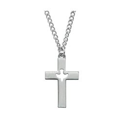 Pewter Cross With Dove Cut-Out on 24" Chain