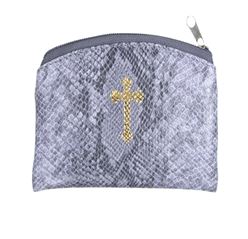 Pewter Reptile Skin Gold Stamped Rosary Case
