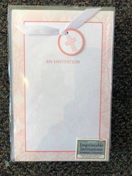 Pink/Cross Imprintable Invitation With Ribbon 8.75" X 6" Pkg/12