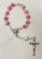 Pink Glass Auto Rosary from Italy
