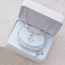Pink Heart Pendant & Bracelet Set