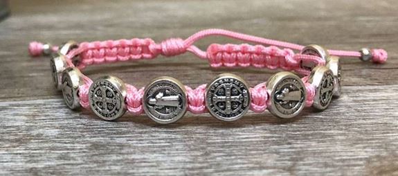 Pink and Silver St. Benedict Blessing Bracelet with Story CardPink and Silver St. Benedict Blessing Bracelet with Story Card