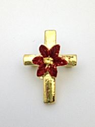 Poinsettia Christmas Cross Lapel Pin/12 PK