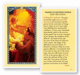Prayer To Recover Lost Things Holy Card