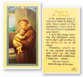 Prayer To St. Anthony Holy Card