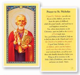 Prayer to Saint Nicholas  Clear, laminated Italian holy cards with Gold Accents. Features World Famous Fratelli-Bonella Artwork. 2.5" x 4.5"