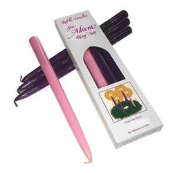 Premium Advent Candle Set- 12" Tapers 3 Purple/1 Pink