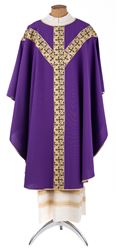 Purple Chasuble from Italy with Cross Y Banding and Plain Collar