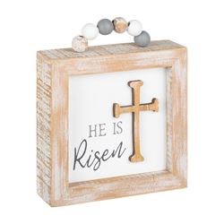 He Is Risen 3D Framed Sign with Beads
