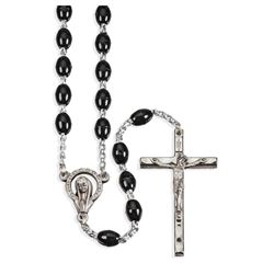 5mm Black Plastic Bead Rosary 18"