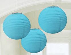 Round Paper Lanterns, Carribean Blue