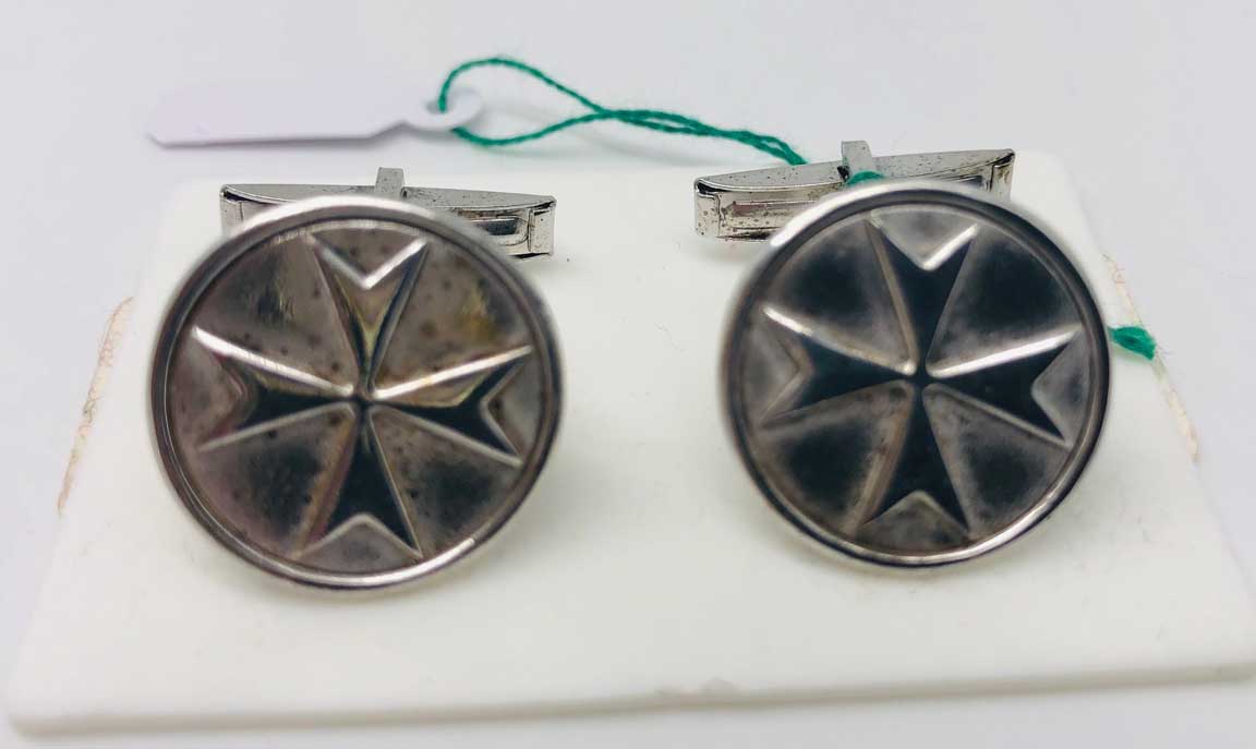 Round Silver Malta Cuff Links from Italy