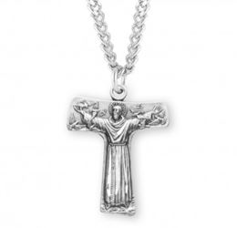 Saint Francis of Assisi "Tau" Sterling Silver Cross Medal