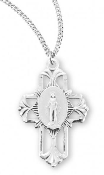 Sterling Silver Miraculous Cross on 18" Chain