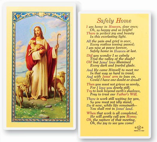 Safely Home Good Shepherd Holy Card
