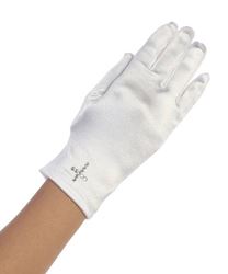 Satin Gloves with Rhinestone Cross